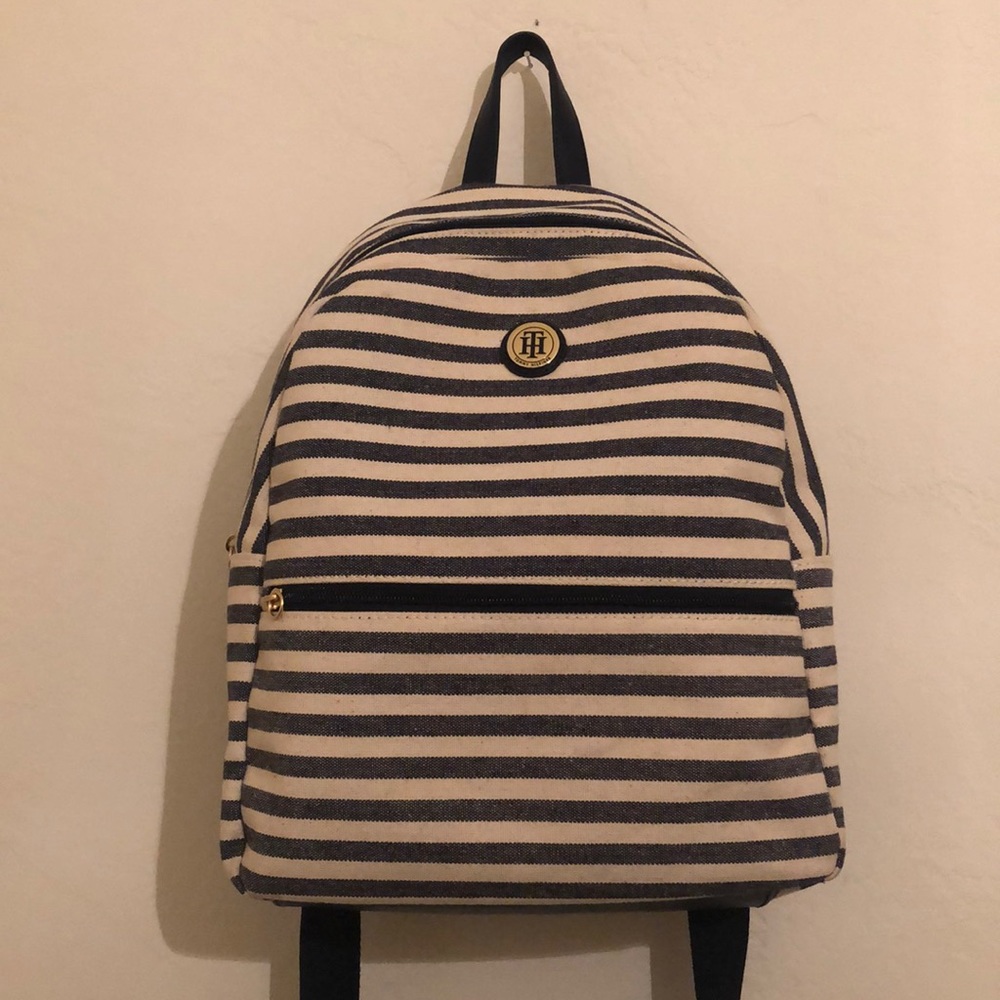 Tommy Hilfiger Navy Striped Canvas Backpack